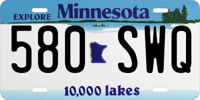 MN license plate 580SWQ