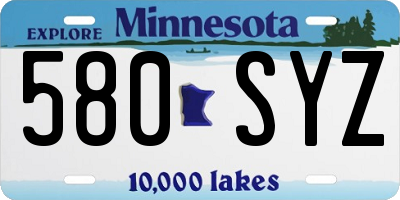 MN license plate 580SYZ