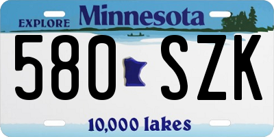 MN license plate 580SZK