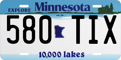 MN license plate 580TIX