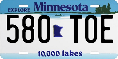 MN license plate 580TOE