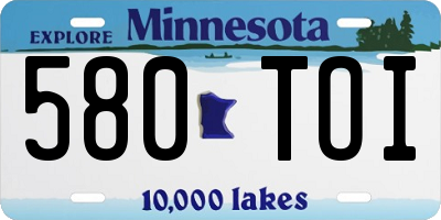 MN license plate 580TOI