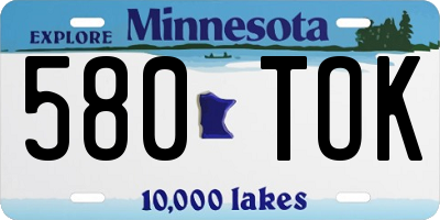 MN license plate 580TOK