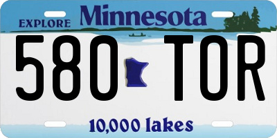 MN license plate 580TOR