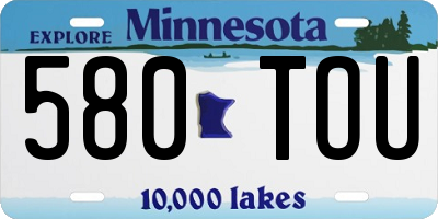 MN license plate 580TOU