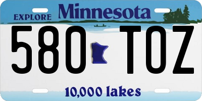 MN license plate 580TOZ
