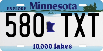 MN license plate 580TXT