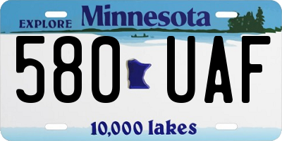 MN license plate 580UAF