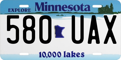 MN license plate 580UAX