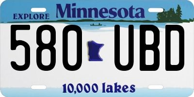 MN license plate 580UBD