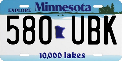 MN license plate 580UBK