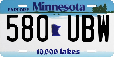 MN license plate 580UBW