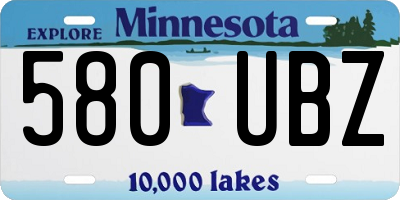 MN license plate 580UBZ
