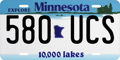 MN license plate 580UCS
