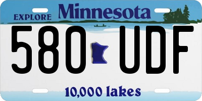 MN license plate 580UDF