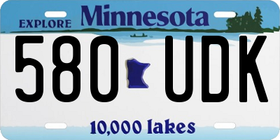 MN license plate 580UDK