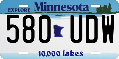 MN license plate 580UDW