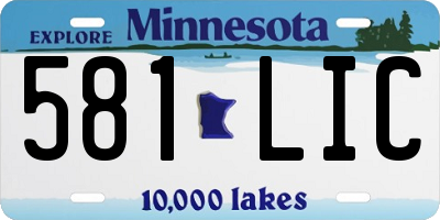 MN license plate 581LIC