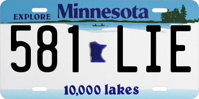 MN license plate 581LIE
