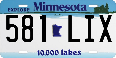 MN license plate 581LIX
