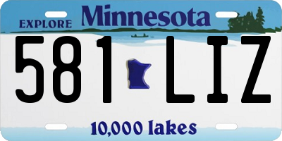 MN license plate 581LIZ