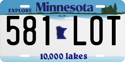 MN license plate 581LOT