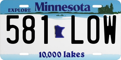 MN license plate 581LOW