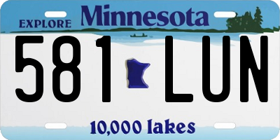 MN license plate 581LUN