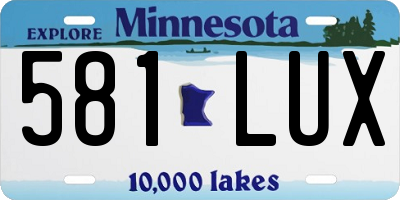 MN license plate 581LUX
