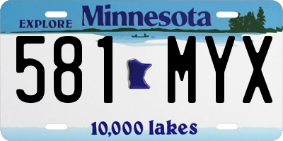 MN license plate 581MYX