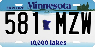 MN license plate 581MZW