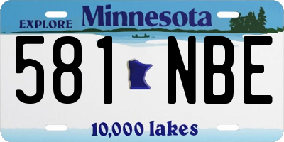 MN license plate 581NBE