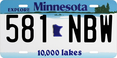 MN license plate 581NBW