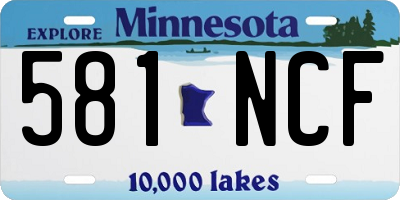 MN license plate 581NCF