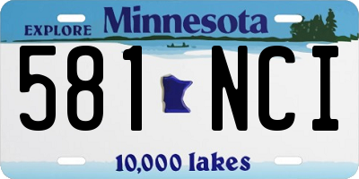 MN license plate 581NCI