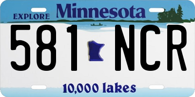 MN license plate 581NCR