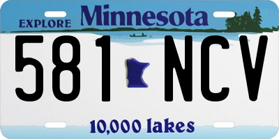 MN license plate 581NCV