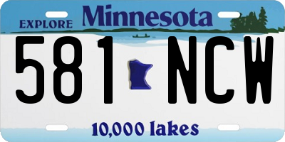 MN license plate 581NCW