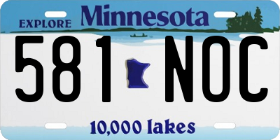 MN license plate 581NOC