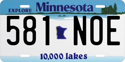 MN license plate 581NOE
