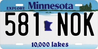 MN license plate 581NOK