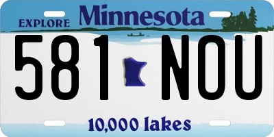 MN license plate 581NOU