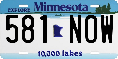 MN license plate 581NOW