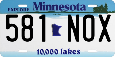 MN license plate 581NOX