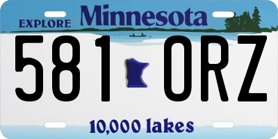 MN license plate 581ORZ