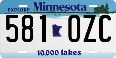 MN license plate 581OZC