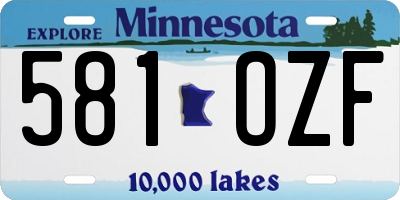 MN license plate 581OZF