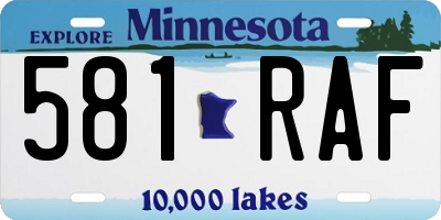 MN license plate 581RAF