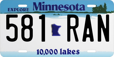MN license plate 581RAN