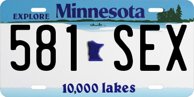 MN license plate 581SEX